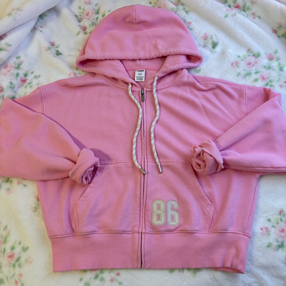 PINK Victoria's Secret Bubblegum Pink Ivy Terry Hoodie Y2K Size Small